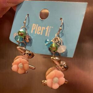 Pier 1 Easter Bunny Floral Jewel Earrings